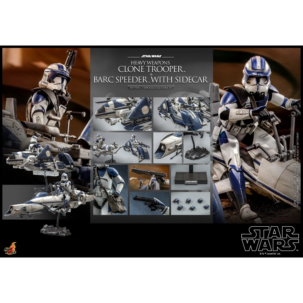 [Ready Stock] Hot Toys - TMS077 - SW: The Clone Wars - 1/6th scale Heavy Weapons Clone Trooper and BARC Speeder with Sid