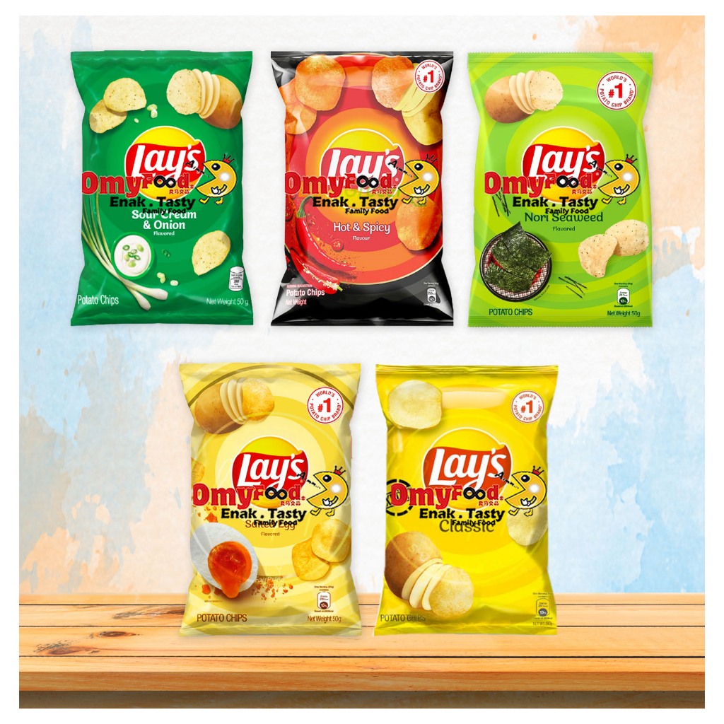50g Lay's Rock Potato Chips [ Sour Cream & Onion / Hot & Spicy / Nori Seaweed / Salted Egg / Original / Wavy Cheese]