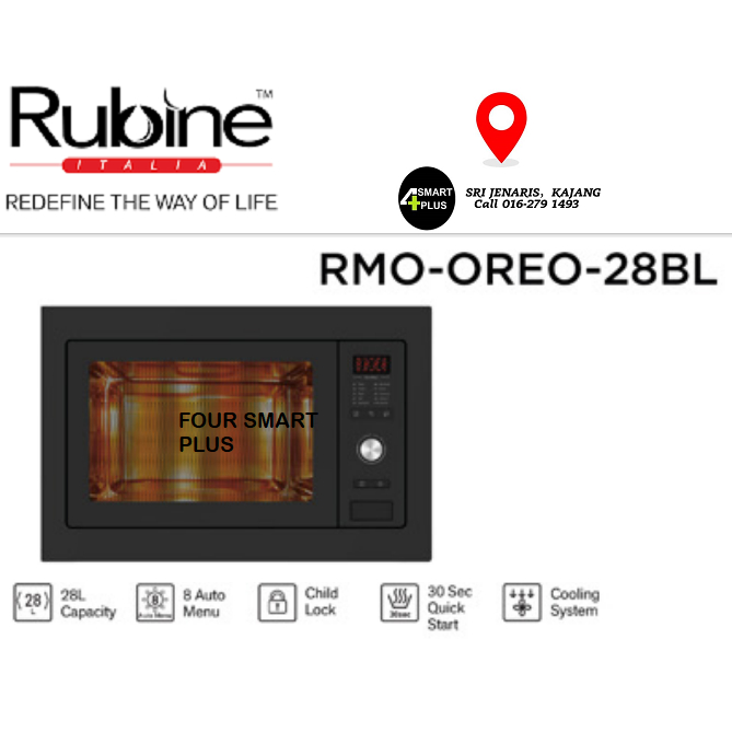 Rubine Built-in Microwave Oven-RMO-OREO-28BL