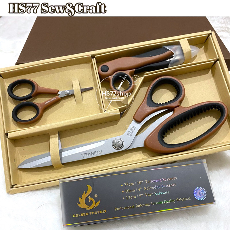 [1 Set/ 3 in 1 box] Gunting Tailor/ Gunting Kain Jahit/Gunting Benang/ Tailoring Scissors/ Selvedge Scissors