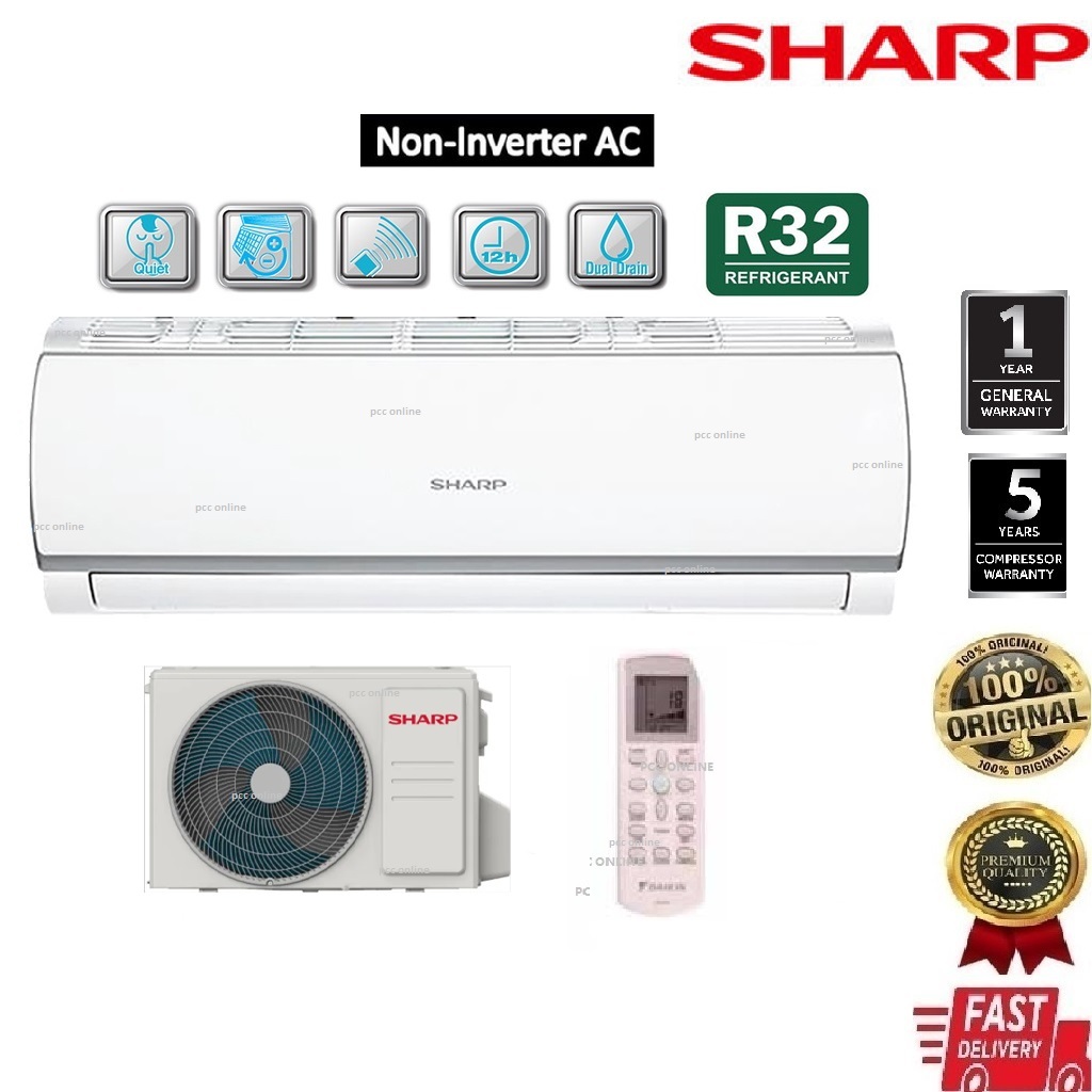 Sharp 1HP/1.5HP/2HP/2.5HP Air Conditioner R32 Aircond Self-Cleaning & Energy Saving AIR COND (Non Inverter )