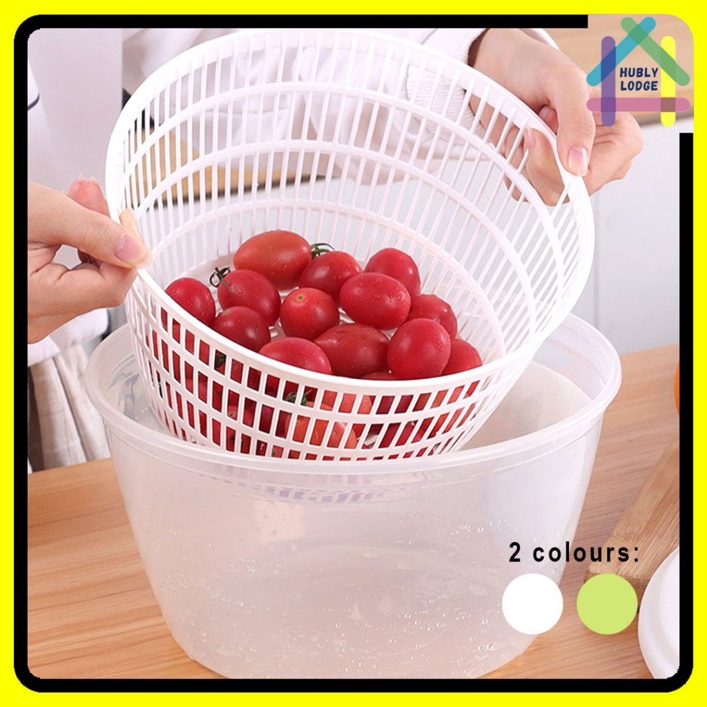 SALAD SPINNER WHITE KITCHEN UTENSILS COLANDERS PEMUTAR SALAD PENAPIS PERKAKASAN DAPUR PUTIH SALAD DEHYDRATOR