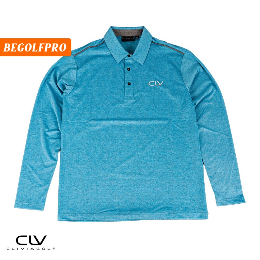 CLV Men's Golf Long Sleeve Polo (CVA5A91-B29) Yale Blue - Asian Sizing