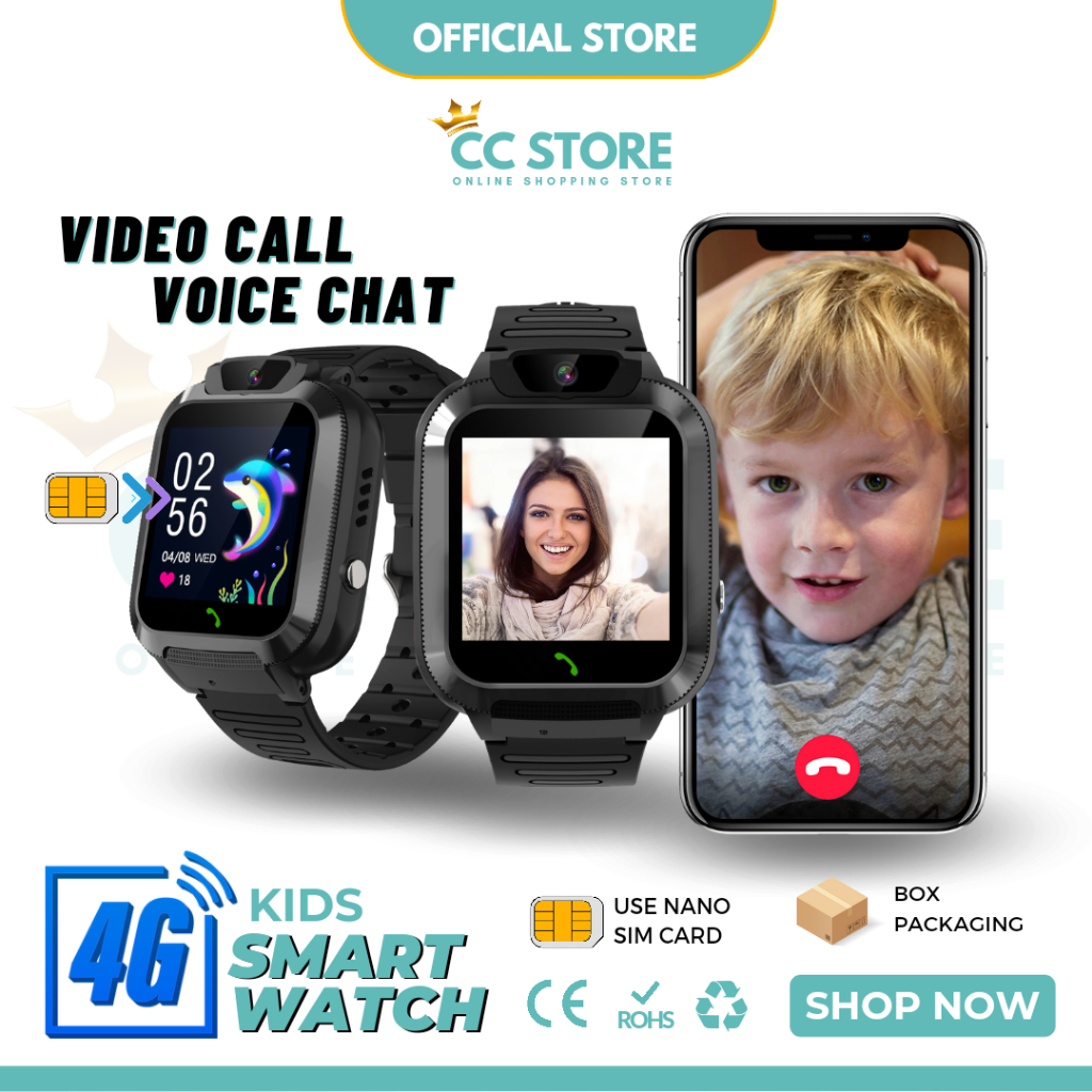 4G Kids Smart Watch Budak Jam Pintar Direct Video Call Voice Message Tracking Location Camera Sim Card