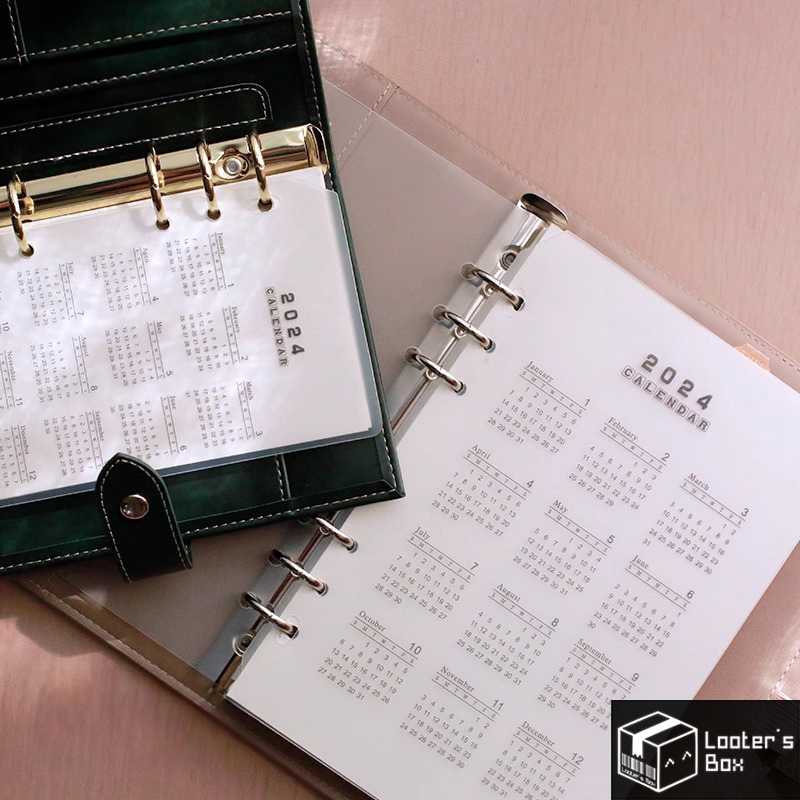 [CLEARANCE] A5 & A6 2024 Calendar New Year Matte 6-Hole Clear Ring Binder Planner Divider Simplistic Minimalist