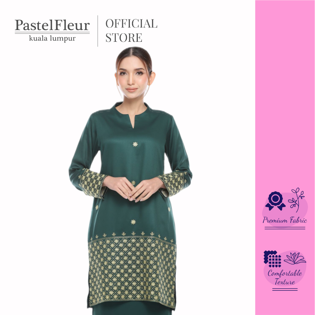 PastelFleur Sara Handmade Embroidery Kurung - Baju Raya 2024