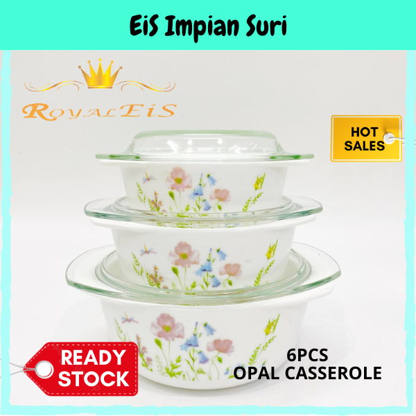 (Ready Stock!)EIS Royal EIS Premium Opal 6pcs Casserole Set(8 Design)Serving Dish Glassware Opalware Tableware