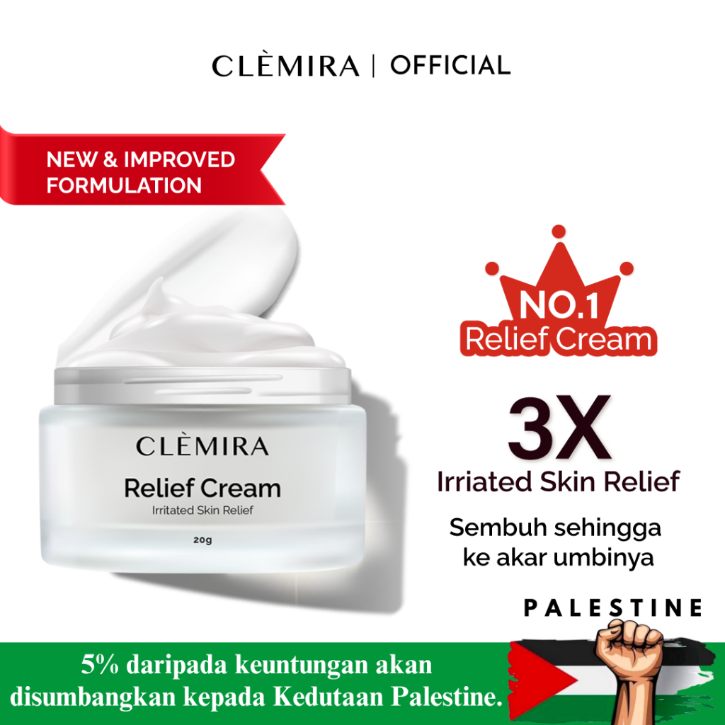 Clemira Relief Cream Ekzema Ubat Gatal Kulit Panau Kurap Gatal Krim Gatal Eczema Psoriasis