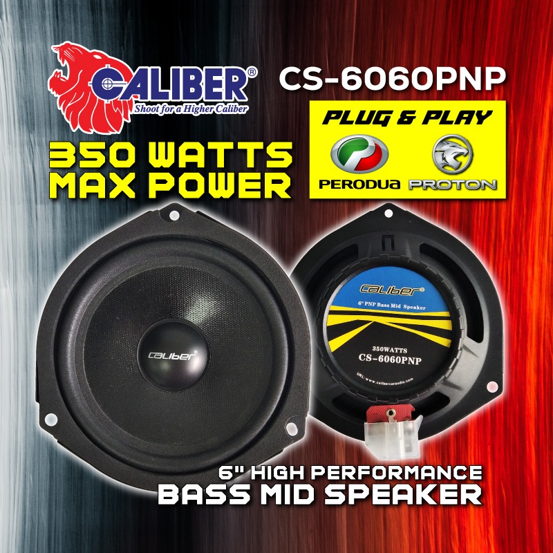 Caliber CS-6060PNP - 6" 350 Watts - Bass Mid PLUG & PLAY (PROTON & PERODUA) Speaker - Car Audio Stereo