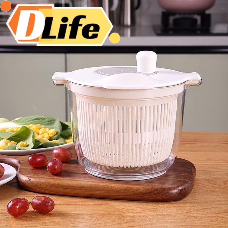 D.life 🔥Rotary Salad Spinner🔥 Dehydrated Machine Manual Salad Dehydrator Vegetable Colander Water Drain Basket