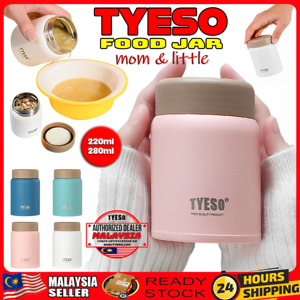 【AUTHORIZED DEALER】TYESO Thermos Food Jar 220ml/280ml Heat Preservation Baby Kid Porridge Soup Insulated Lunch Box 焖烧杯