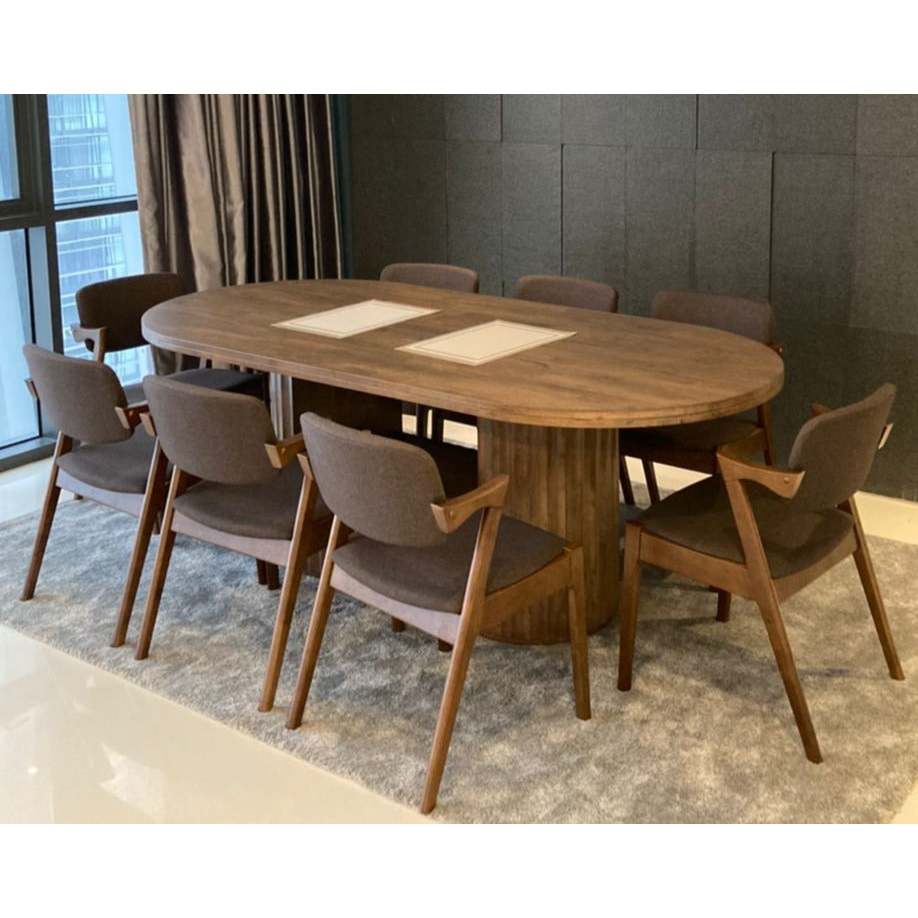 SUGARHOME Edward 2.1m Solid Wood Dining Table with Zack Chairs