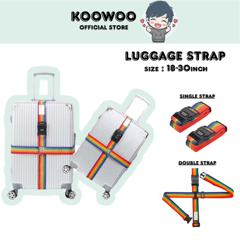 KOOWOO Travel Luggage Strap Belt Cross Suitcase 20" to 34" Password Digital Lock