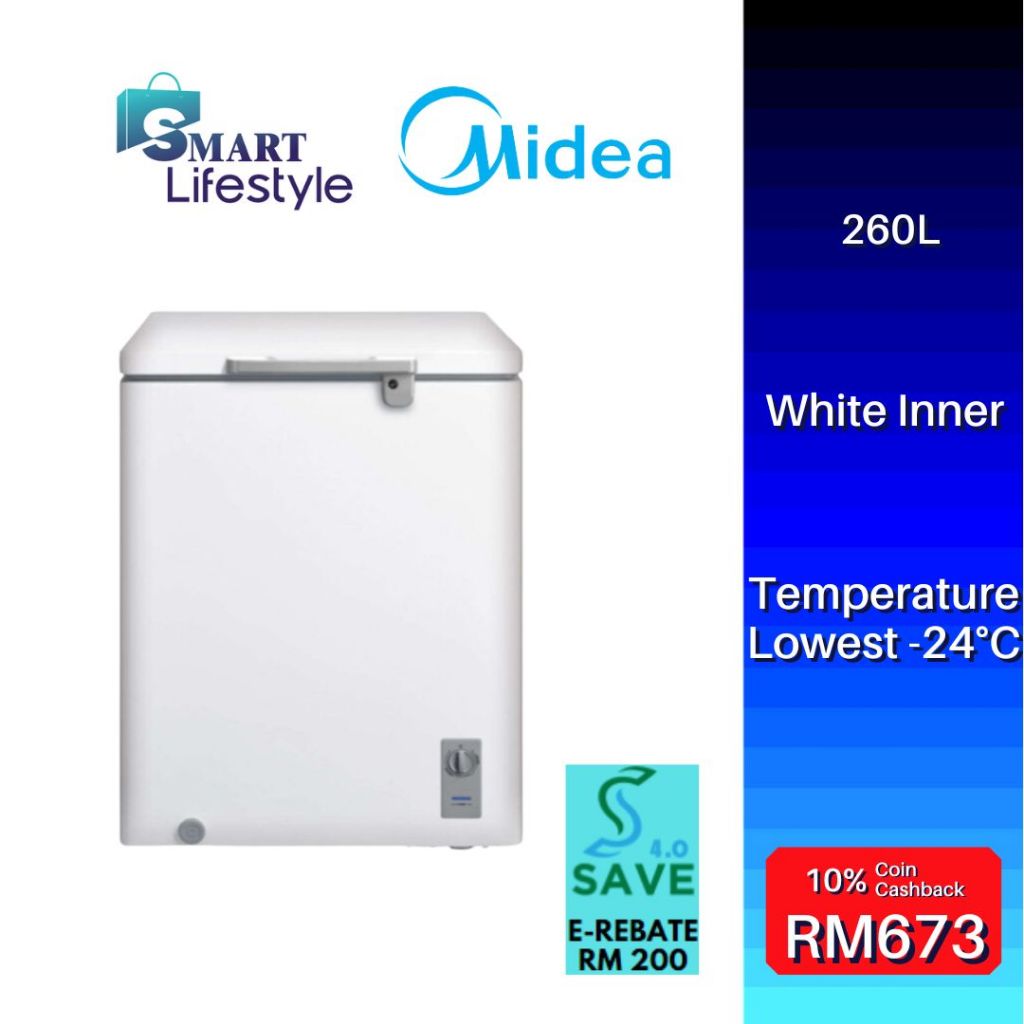 《Save 4.0》Midea Chest Freezer WD-260WA With Key Lock & Roller / Pensonic PFZ-203