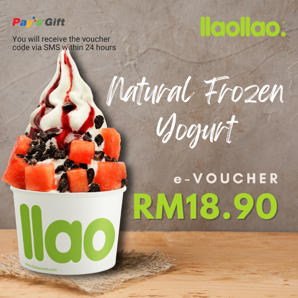 llaollao Frozen Yoghurt Medium Tub + 3 Topping RM18.90 Cash e-Voucher - 30 Days Validity