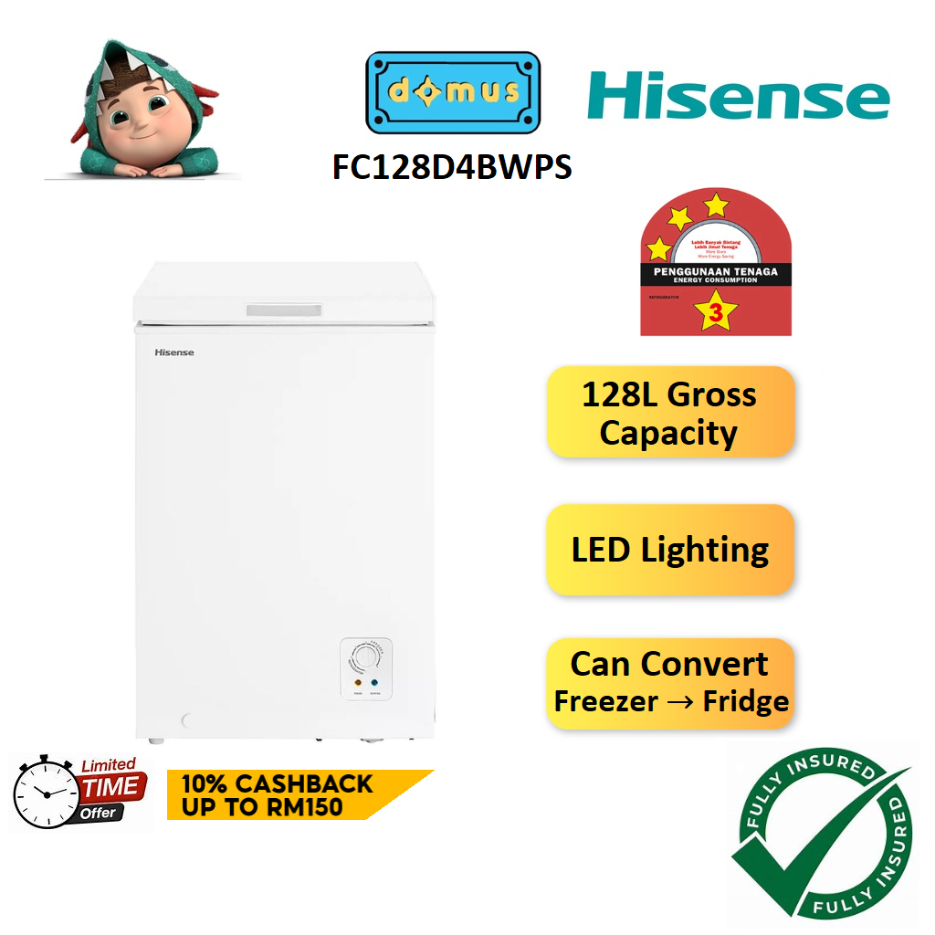 Hisense Mini Chest Freezer 128L Peti Freezer Murah Deep Freezer Peti Sejuk Beku Frezer Storage 冷藏箱 FC128D4BWPS