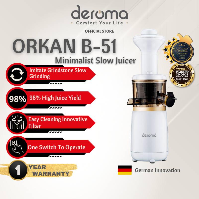 Deroma Minimalist ORKAN B-51 Fruit Slow Juicer Fruit Vegetable Juice Blender