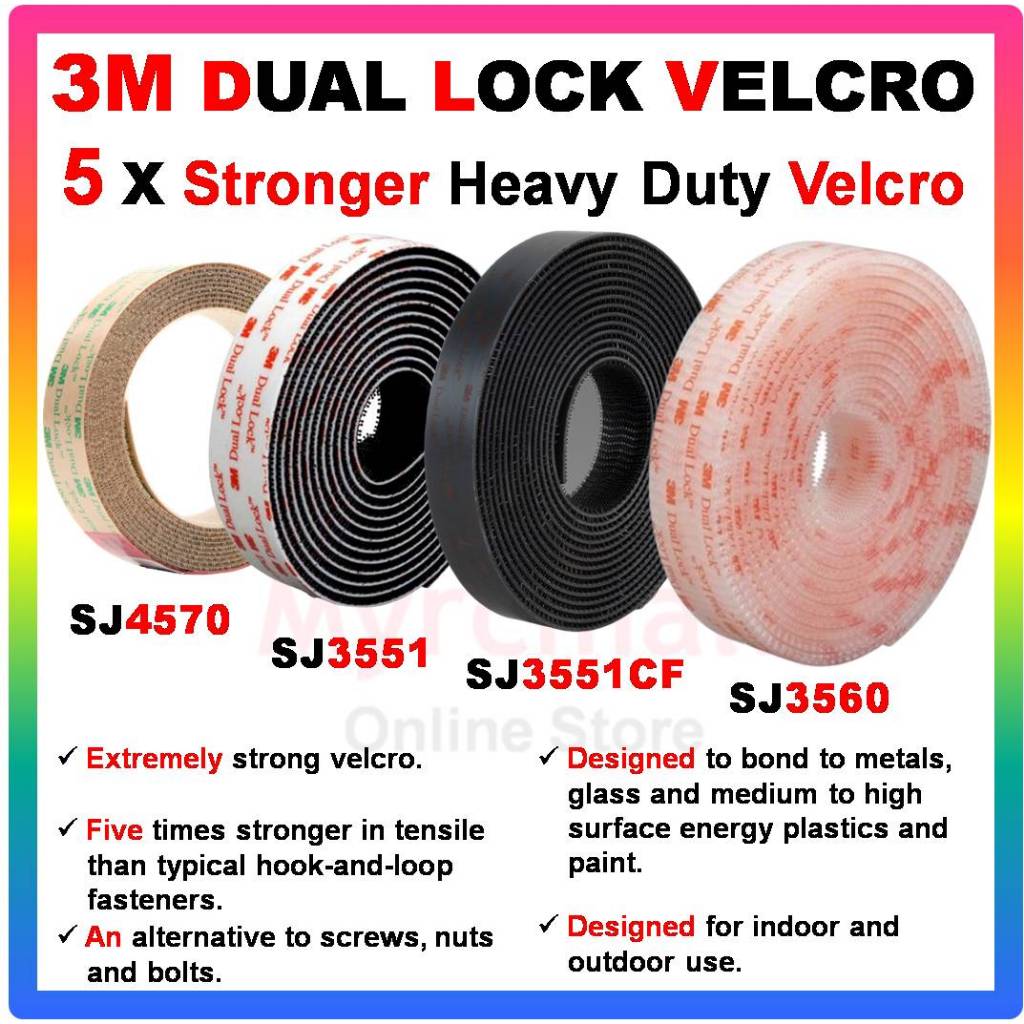 3M SJ3551 SJ3560 SJ4570 Dual Lock Heavy Duty Velcro Tape Adhesive Fastener Strap