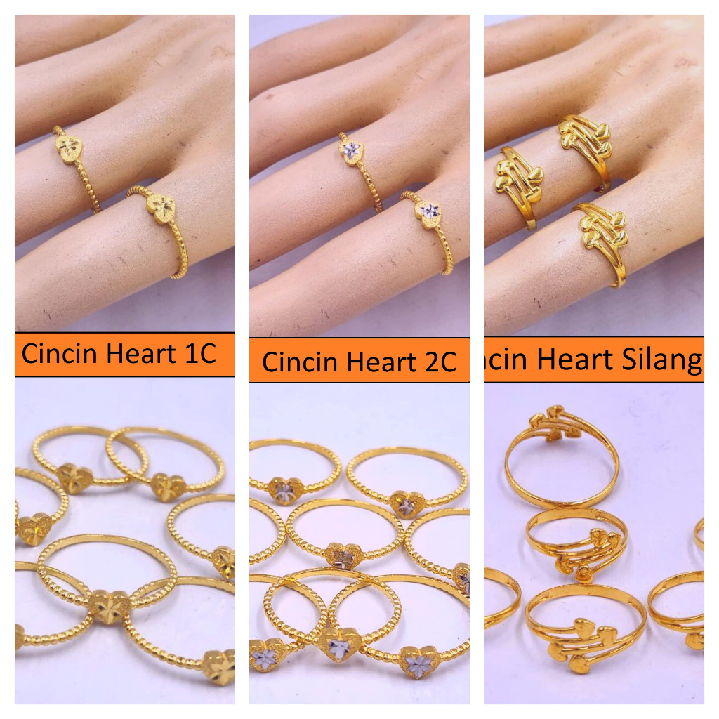 Cincin Heart Bubble Bajet Emas 916 Original Cincin Emas Cincin Padu Cincin Bajet Emas 916 Bajet Emas 916 Murah