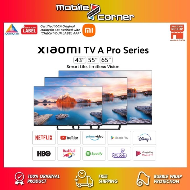 XIAOMI TV A Pro 43“ / 55" / 65" 4K UHD l Dolby Audio l Bezel-less design l 2 years xiaomi malaysia warranty