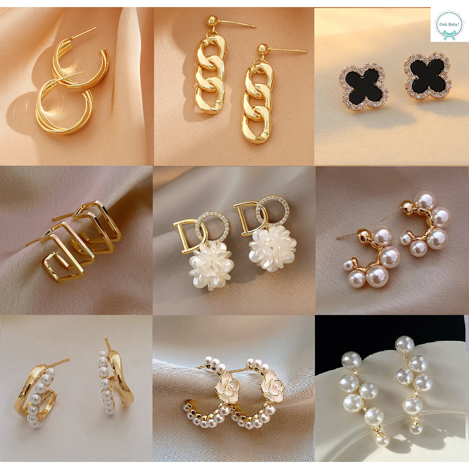 Earring S925 Silver Needle Classy Elegant Korean Style Pearl Fashion Earing Subang Telinga [Ready Stock Malaysia]