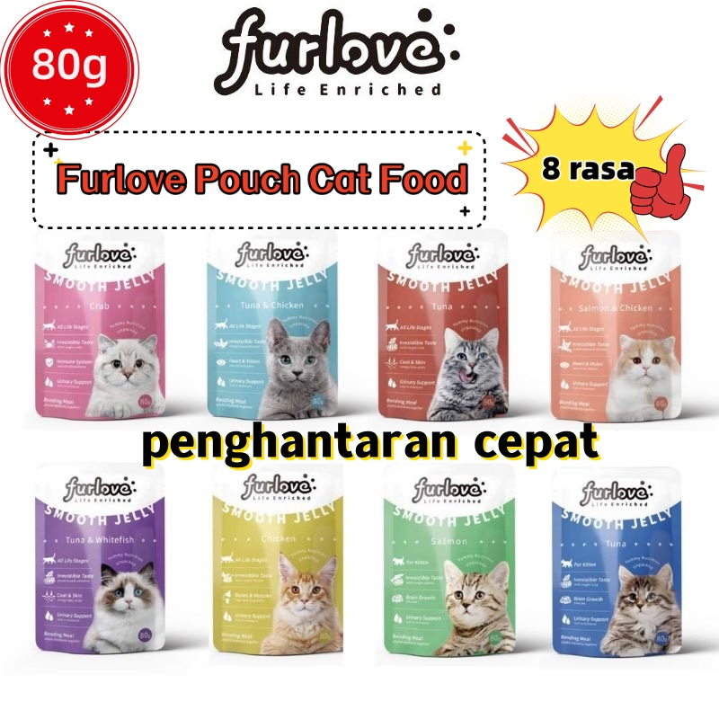 Furlove cat food wet food Cat Wet Pouch 80g Pouch Cat Food Makanan Kucing Basah(Cat Wet food) Cat food 猫咪湿粮包零食