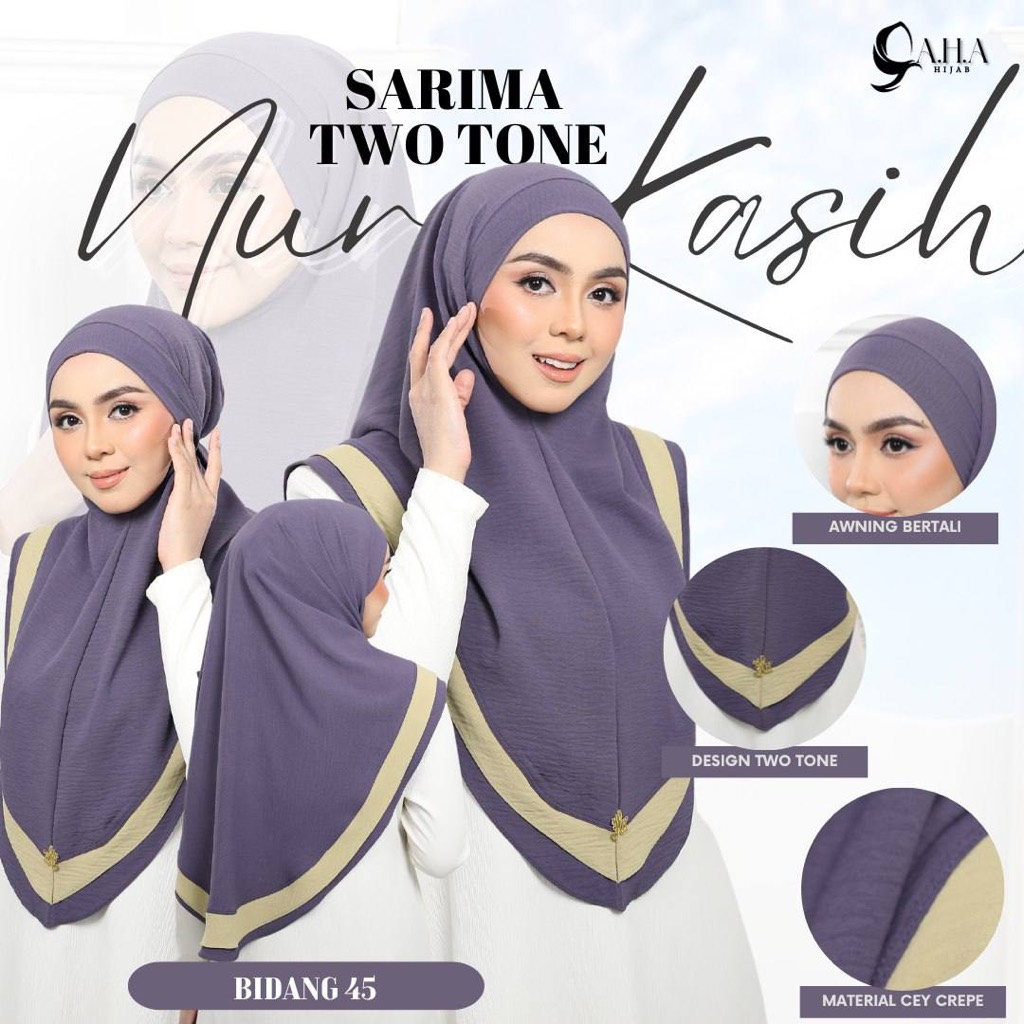 TUDUNG SARUNG SARIMA 2 TONE NUR KASIH | KAIN CEY | BERTALI |NEW ARRIVALS FOR RAYA