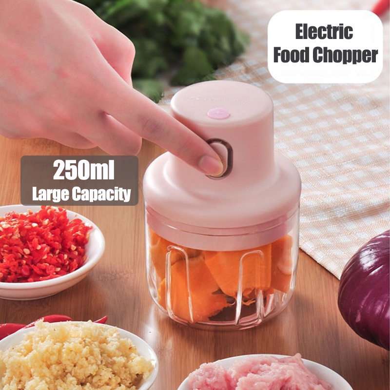 Electric Mini Speedy Chopper Food Grinder Garlic Blender Masher Portable Vegetable Chilli Meat Processor Cutter 250ml