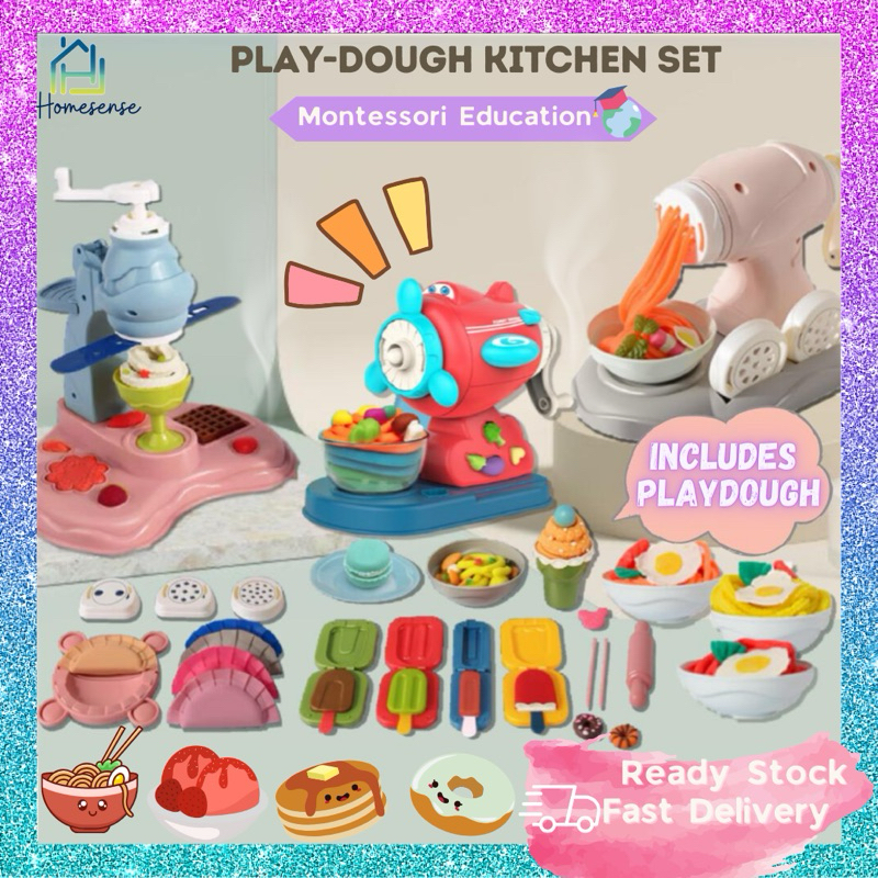 Noodle Maker Machine Plasticine Play Dough Clay Kitchen Ice Cream Dumpling Kids Gift Toy | Mainan Tanah Liat Kanak