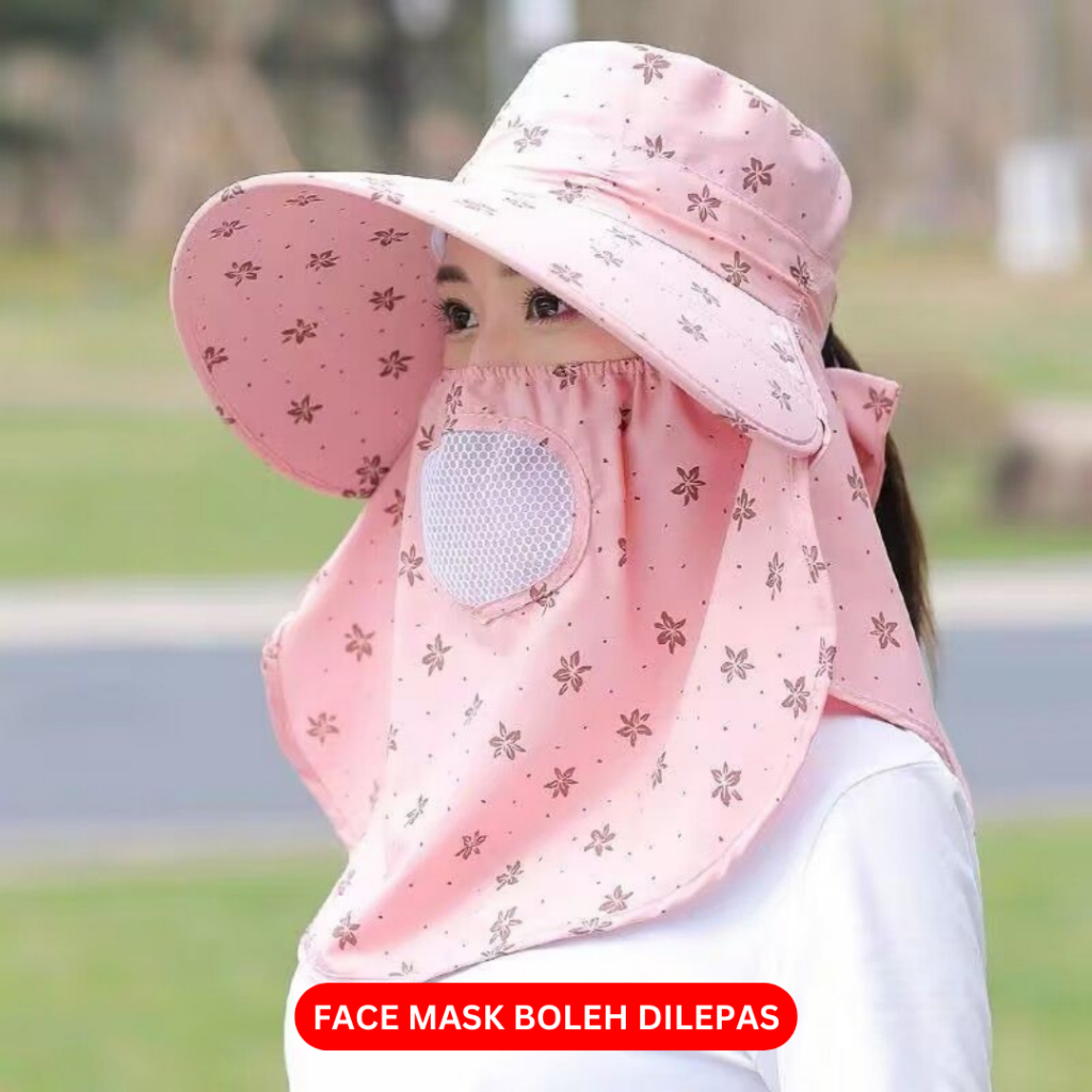 Topi Kebun Perempuan Kerja Panas Tutup Muka Leher Kepala Penuh UV Protection Hat 遮阳帽