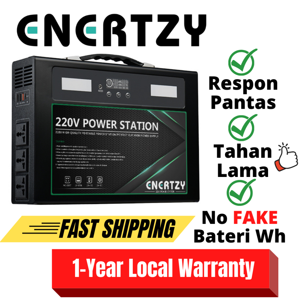 ENERTZY Portable Power Station 350W/650W/1000W AC 220V Output Emergency Power Supply Solar Powerbank Generator Inverter