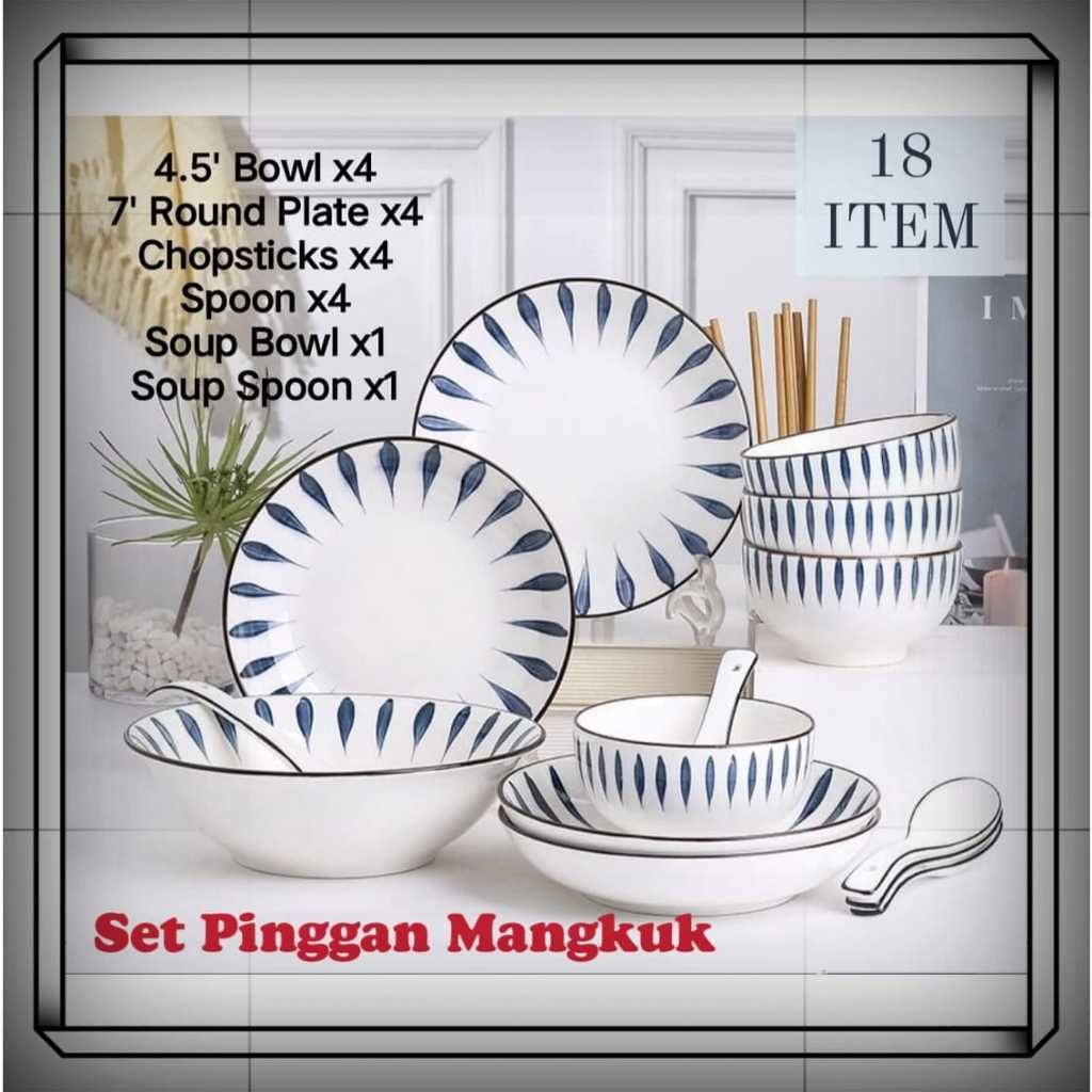 Nordic Luxury Set Ceramic Tableware/ Dinnerware Set Dinner Plate / Bowl / Spoon/Set Pinggan Mangkuk Seramik