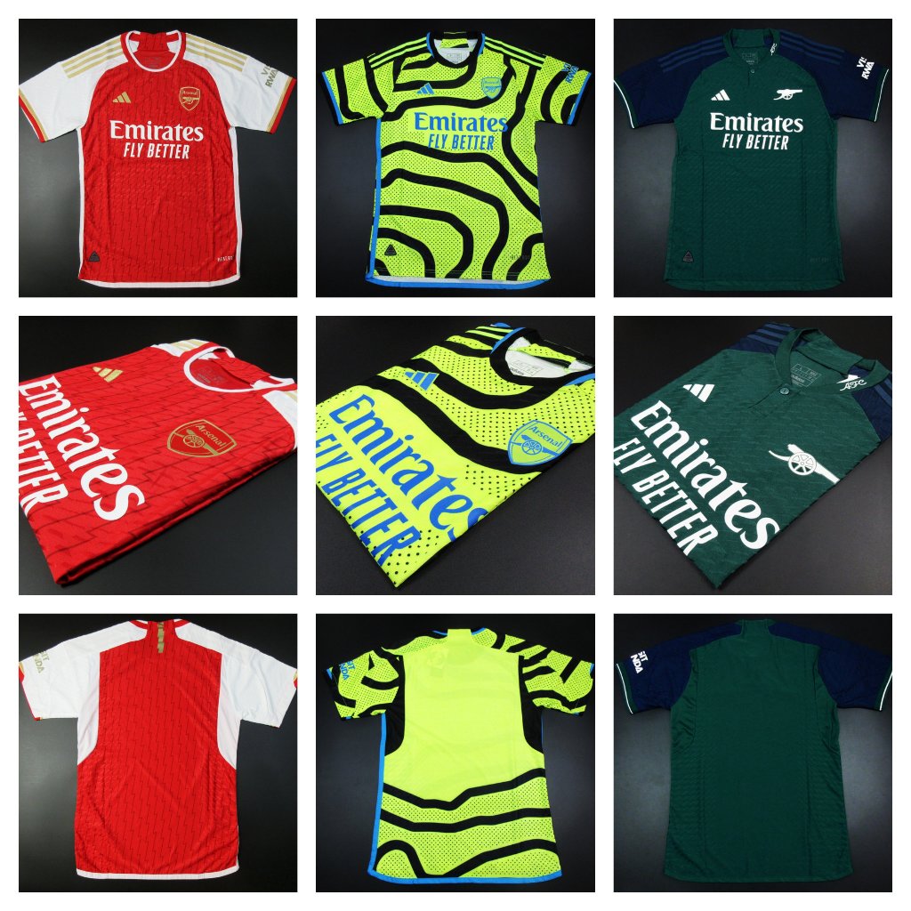 23/24 Player Issue Arsenal Home Away Third Jersey