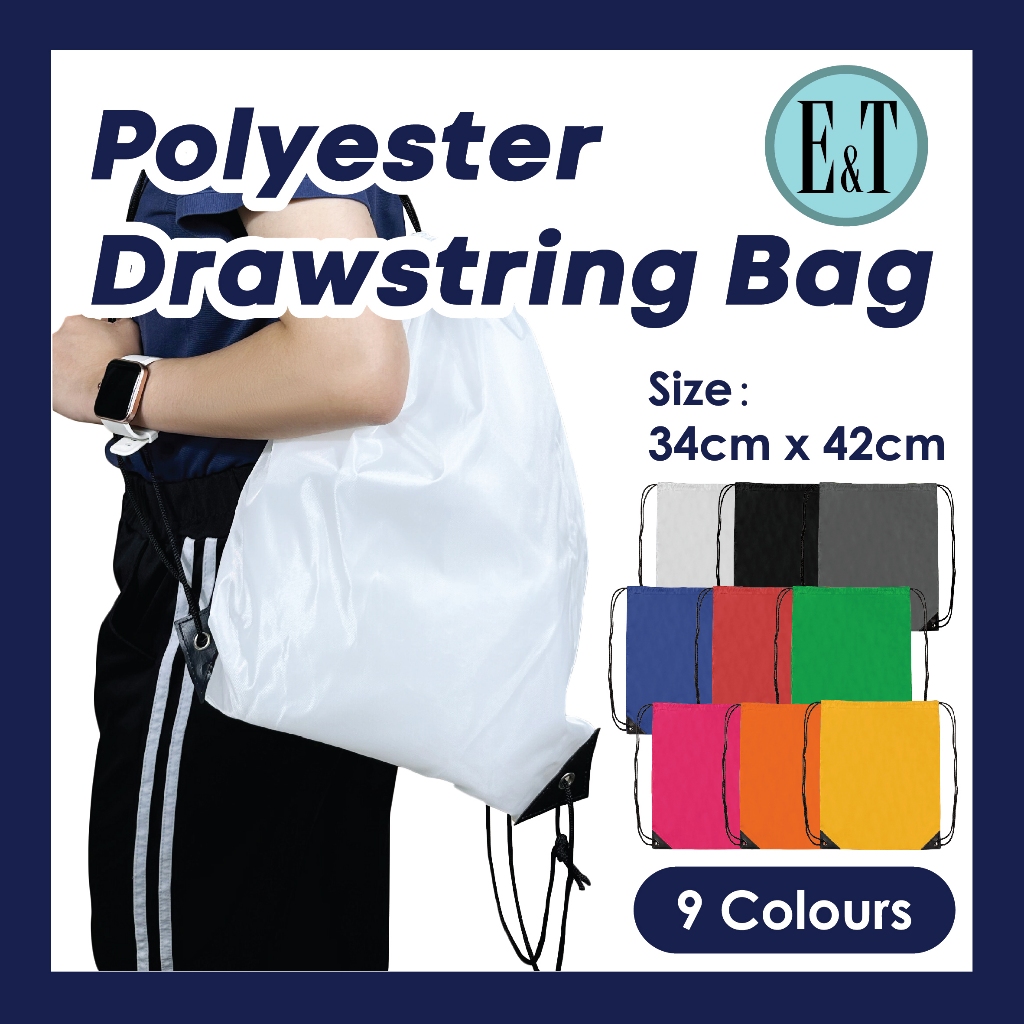 【Ready Stock】(3 Days Offer) Polyester Drawstring Bag Outdoor Storage Bag Nylon Travel Backpack Double Shoulder Bag