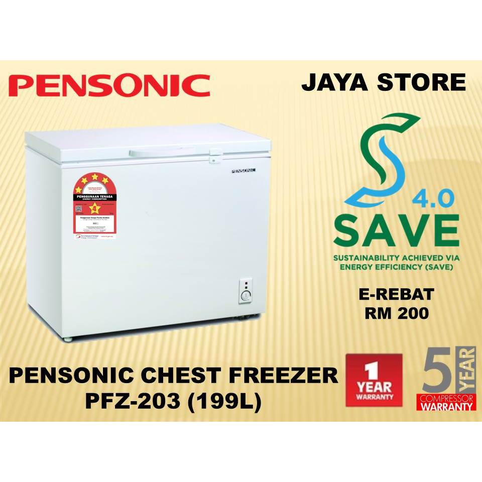 [SAVE 4.0] Pensonic PFZ-203 199L Dual Function Chest Freezer (Fridge/Freezer Mode)