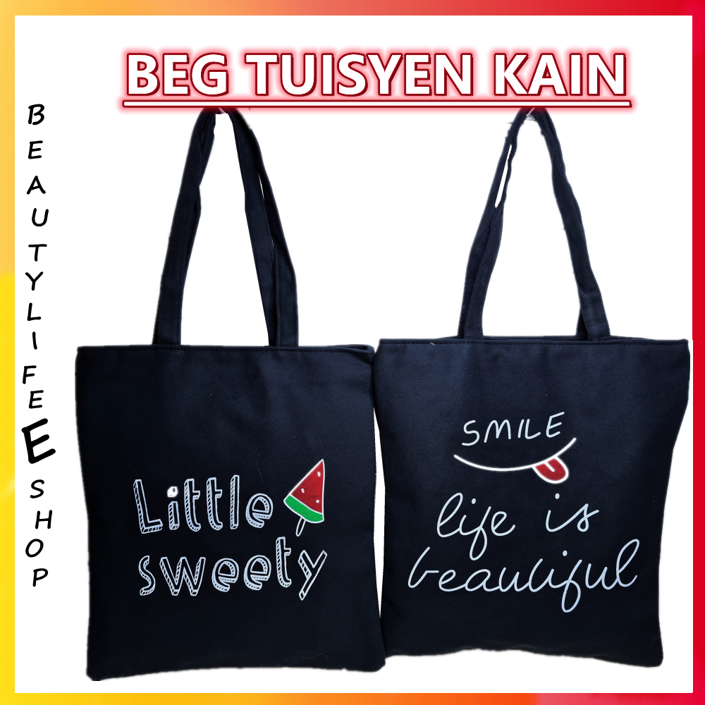 ECO GIRL Tuisyen Beg Tote Bags Tuition Bag Beg Kain KUCHING Handbags Bag Canvas Murah BEG MURAH PEREMPUAN Ready Stock