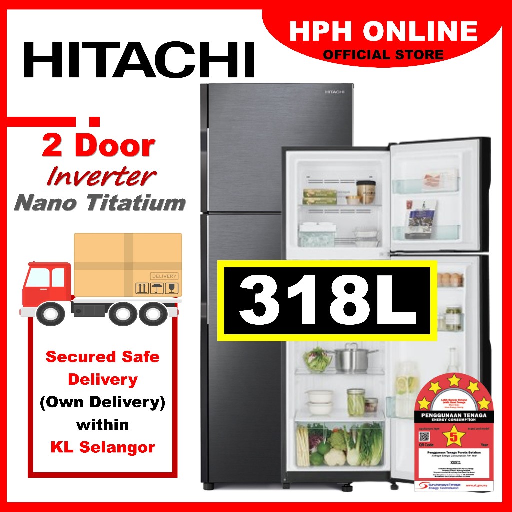 Hitachi 253L - 318L 2 Door Inverter Fridge Refrigerator R-H275P7M R-H355P7M