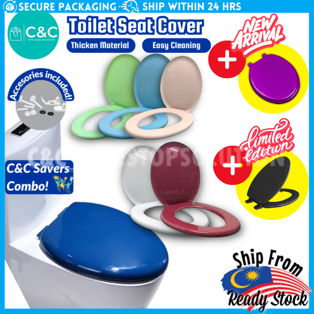 C&C 7Colors Toilet Seat Cover With Screw Plastik Toilet Bowl Seat Cover O Shape Jamban Duduk Penutup Tandas Duduk 廁所板