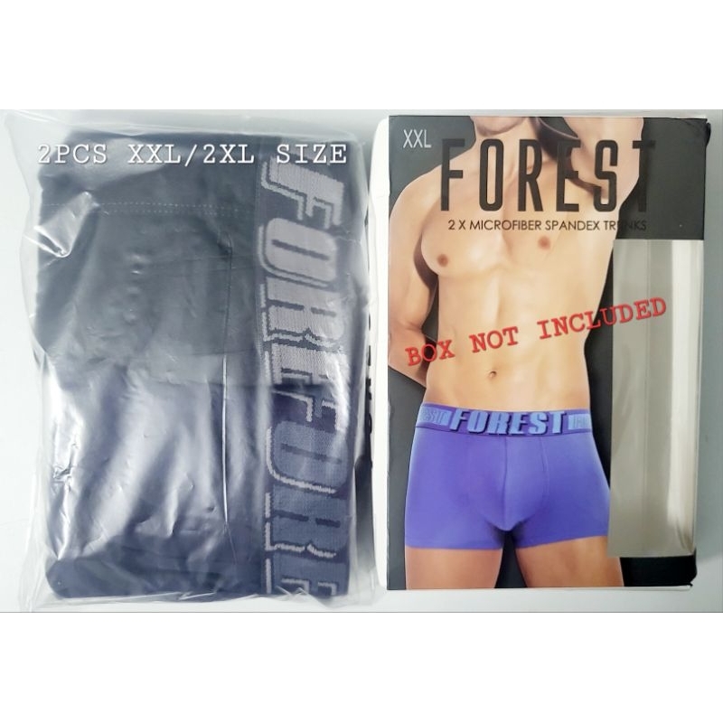 Original Forest Men Underwear Microfibre Spandex Shorty Brief (2Pcs XXL/2XL Size - Black, Dark Blue)