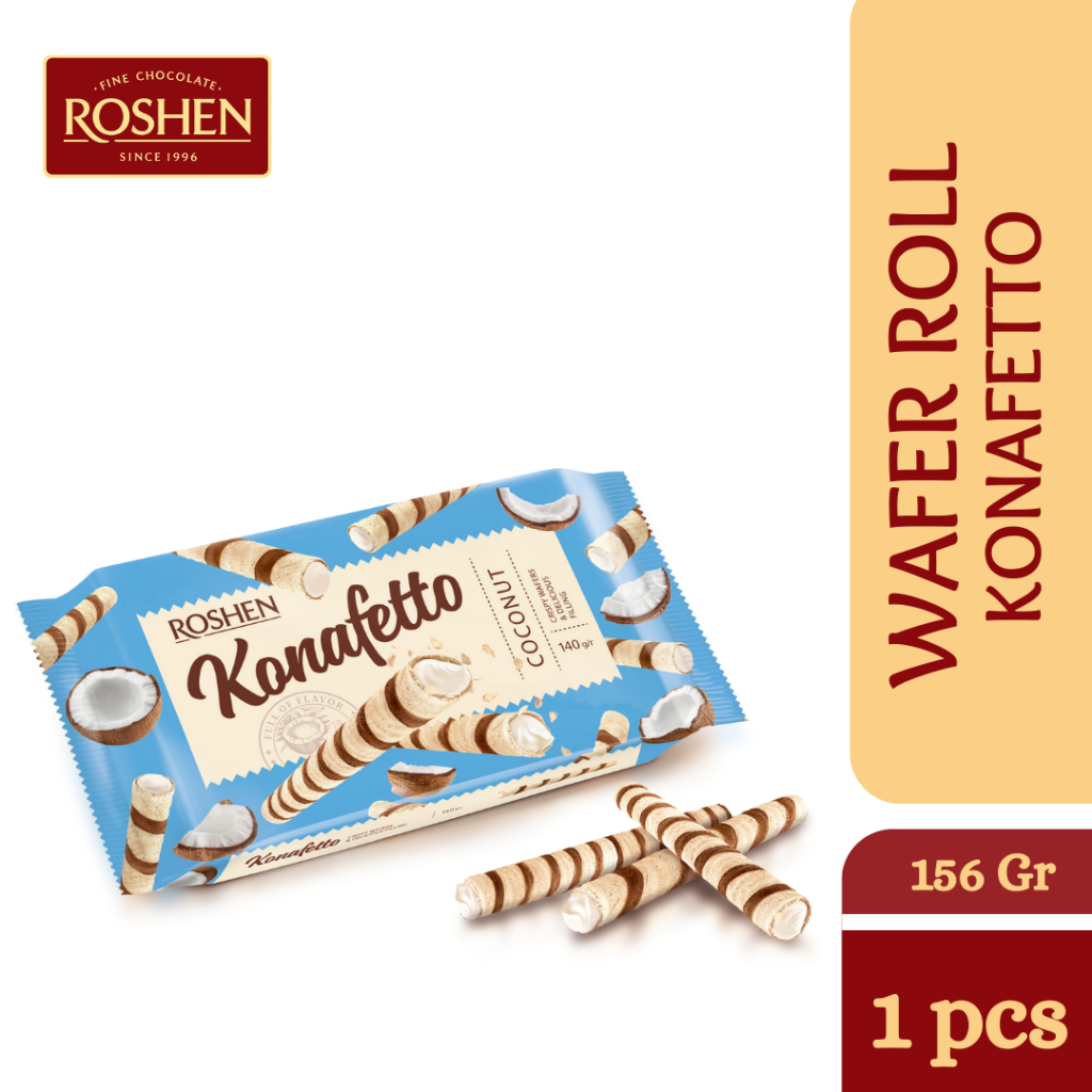 Roshen Konafetto Wafer Rolls -coconut (140g) Roshen biskut gulung berinti kelapa