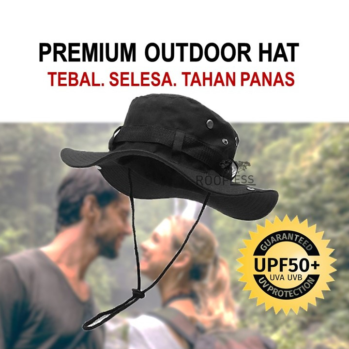 ROOFLESS Topi Camping Hat Hiking Hat Topi Bucket Hat Fishing Hat Fisherman Hat Jungle Hat Sun Hat Topi Rimba Hat