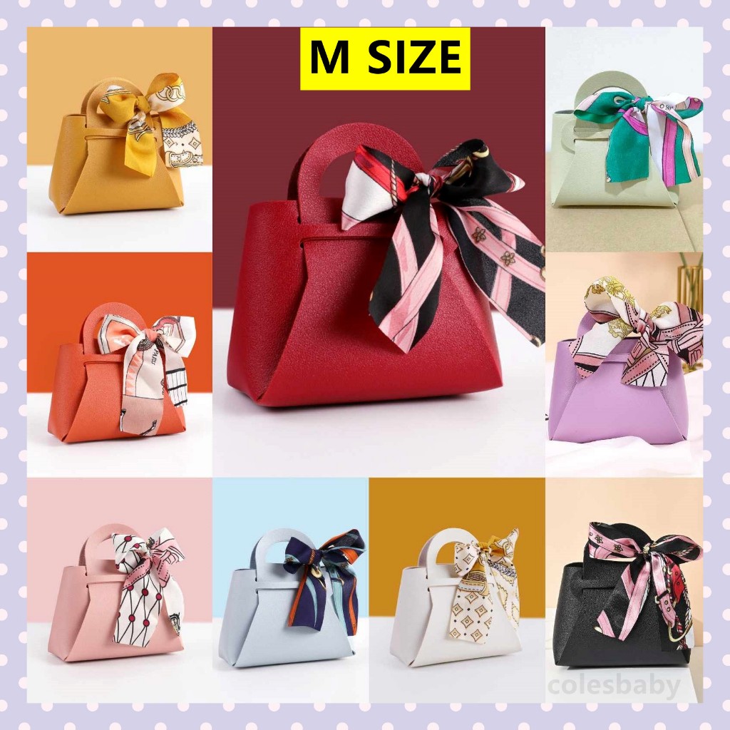 European Style Leather Gift Bag (M) Goodies Bag Doorgift Bag Wedding Beg Goodies Kahwin Akikah Kotak Telur Bag Kenduri