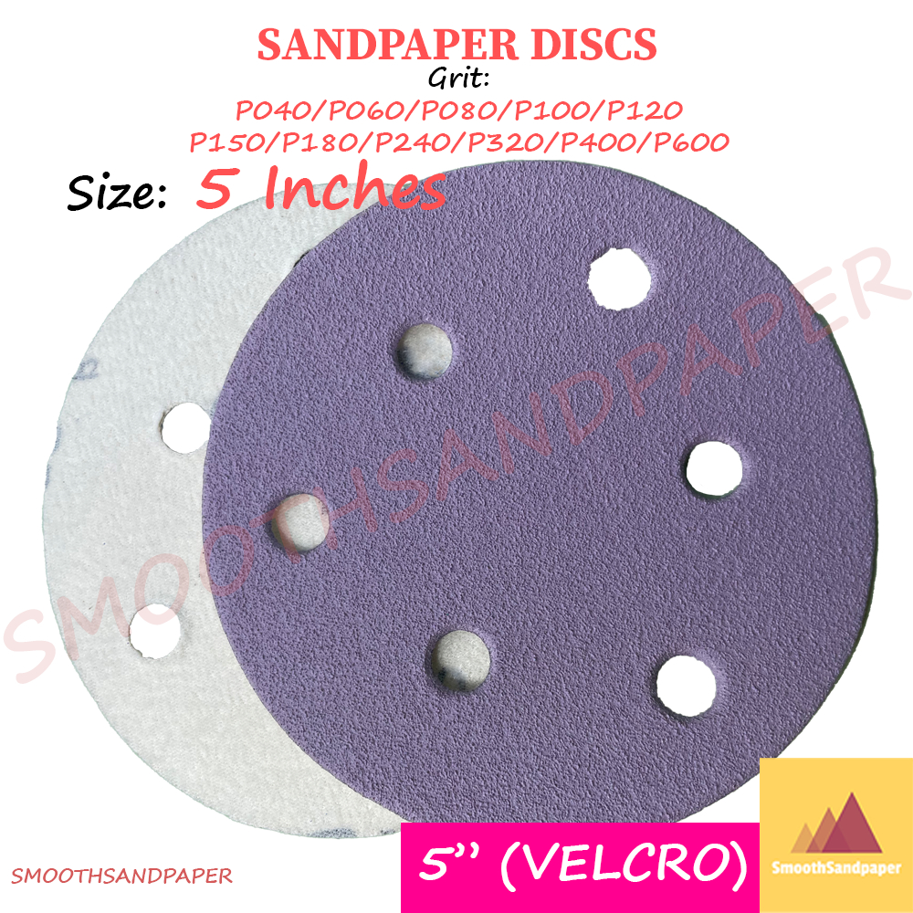 5 Inch Sanding Disc Hook & Loop Velcro | 6 Hole Sandpaper Disc P40-P600 | Best For Paint & Car Polishing image 2
