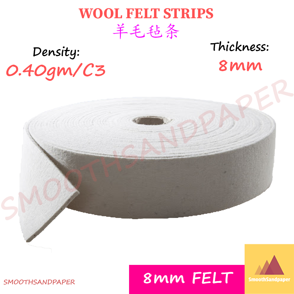 Wool Felt Strip 8mm Thick Pressed Felt Machine Felt 宽带砂光机砂光垫配件8mm厚防震羊毛毡条