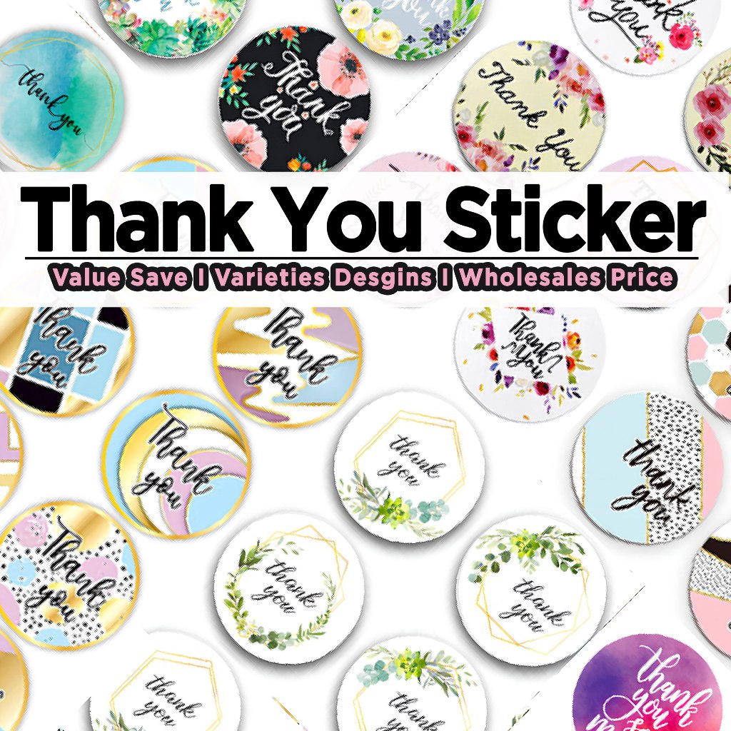 Thank You Sticker Murah Label 500Pcs 2.5cm/3.8cm Sticker Terima Kasih Handmade 感谢贴纸