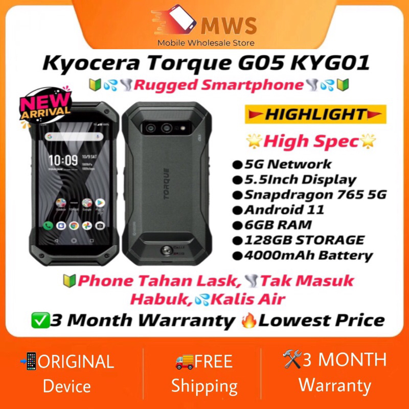 ️KYOCERA TORQUE Lasak Kalis Air Snapdragon 765 5G Gaming Chipset Pubg Mobile Legend BEST OF KYOCERA FLAGS