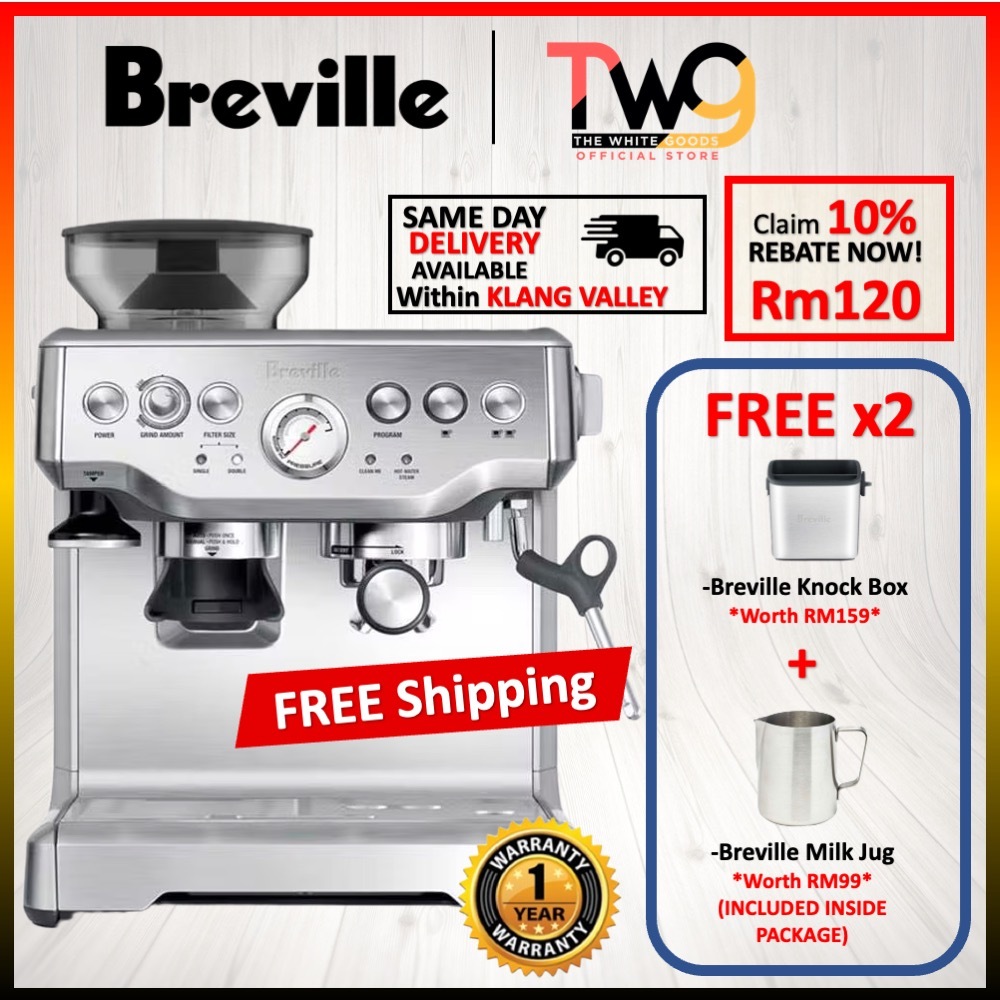 [FREE SHIPPING + GIFT] Breville BES870 Barista Express Espresso Machine (FREE KNOCK BOX and Milk Jug)