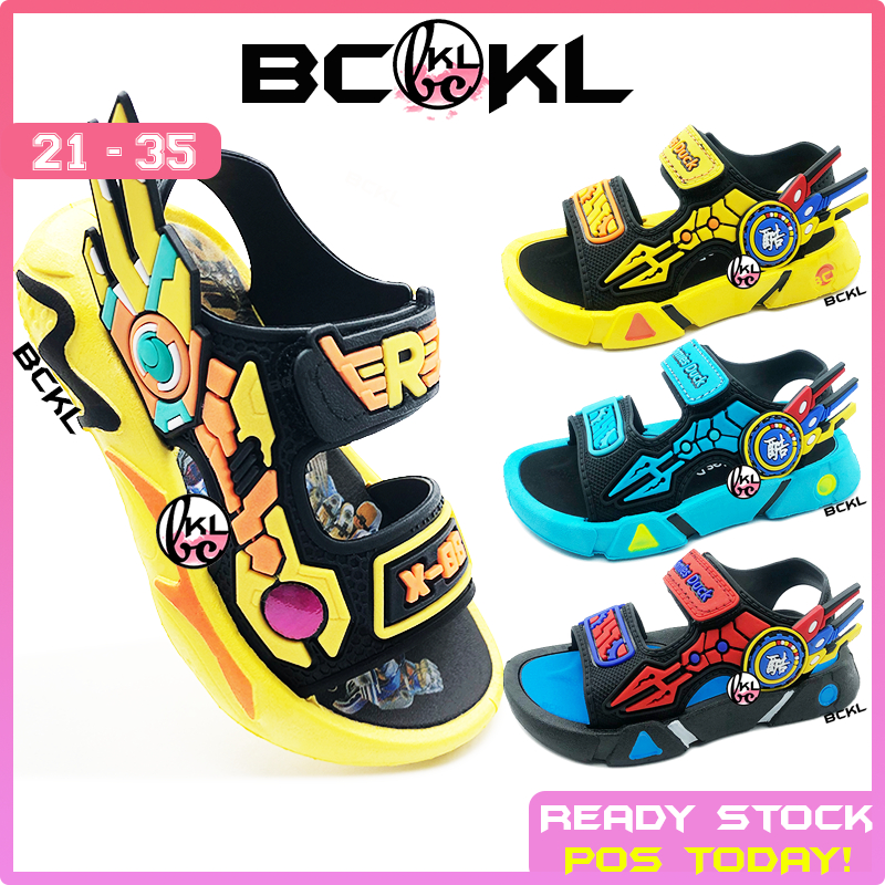 【 BCKL 】Boy's Viral Sport Colorful Sandals | Lorry Shoes Cars Kids Truck Twins Motor Gundam | Selipar Kasut Budak Murah