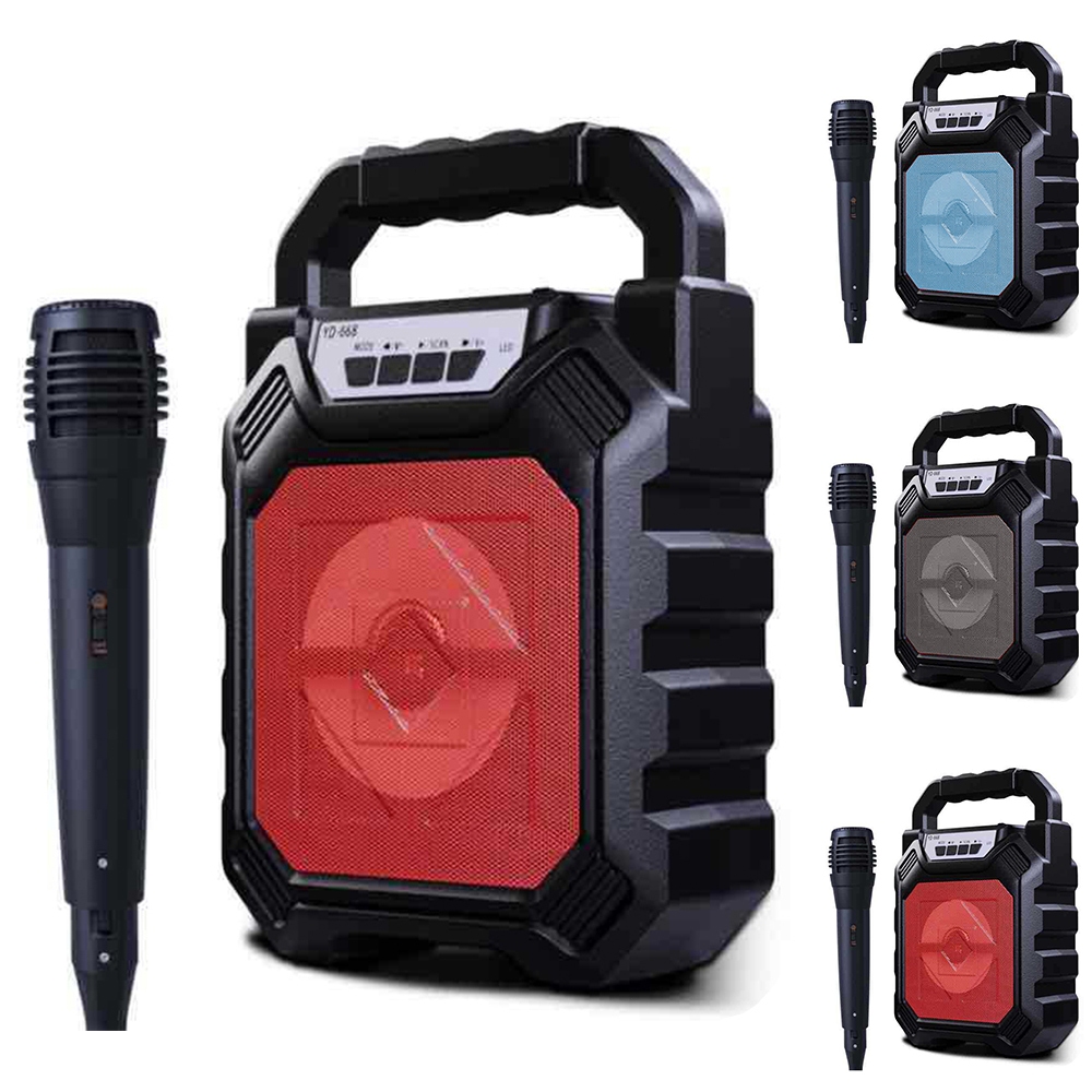 668 Bluetooth Speaker Support FM, USB, Memory Card, Mic Karaoke Speaker