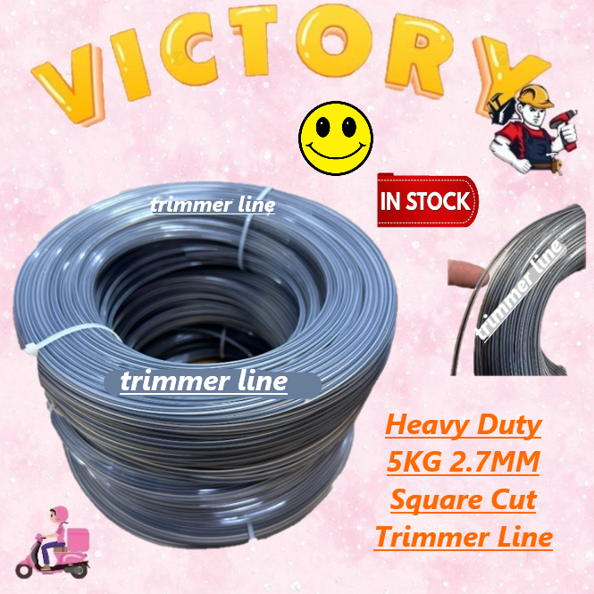 Heavy Duty 5KG 2.7MM Square Cut Trimmer Line/Tali Mesin Potong Rumput Warna Kelabu/Trimmer Line Brush Cutter 2.7mmx5kg